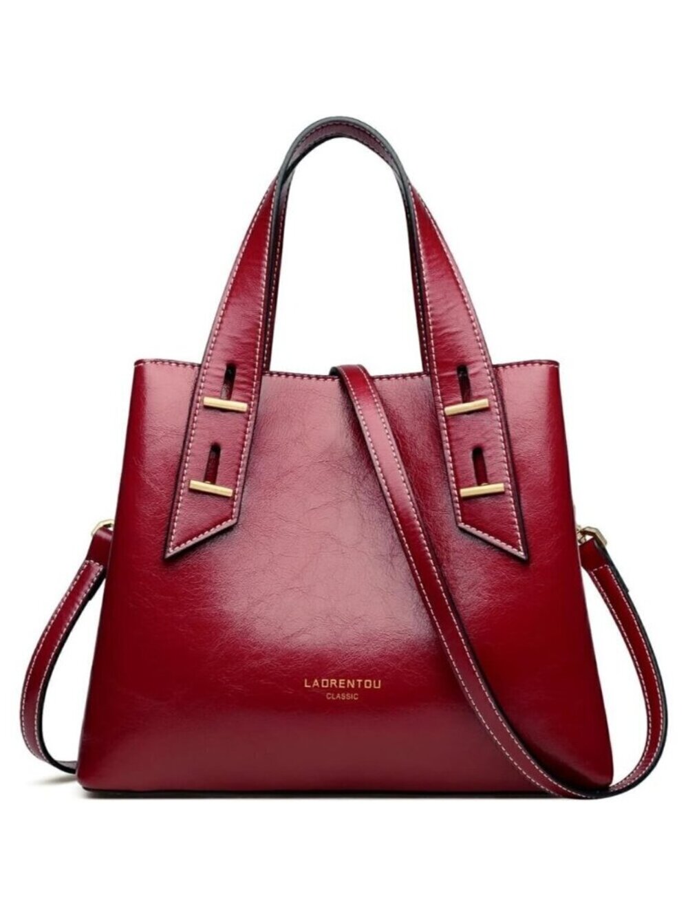🆕 Women Red Cow Leather Tote Handbag Top-Handle Shoulder Work Purse Pocketbook